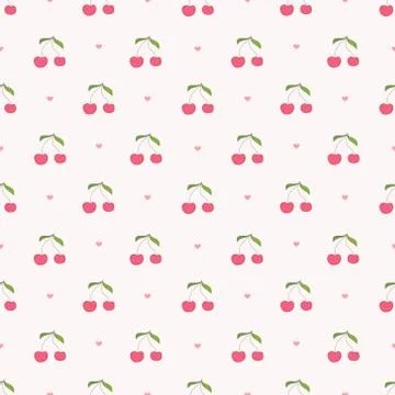 Cherry seamless pattern background. Vector illustration. Stock Illustration