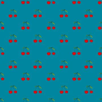 Cherry seamless pattern background. Vector illustration. 스톡 일러스트