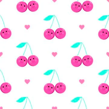Cherry seamless pattern cartoon Illustrazione stock