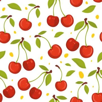 Cherry seamless pattern. Stock Illustration