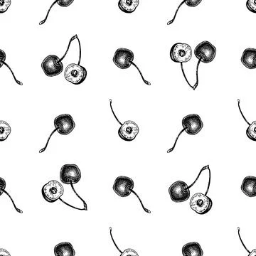 Cherry seamless pattern. Stock Illustration