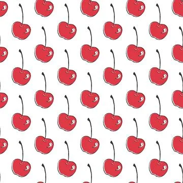 Cherry. Seamless pattern for texture, textiles, packaging, and simple backgro Illustrazione stock