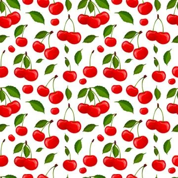 Cherry seamless pattern vector background Stock Illustration