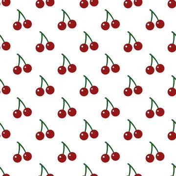 Cherry, seamless pattern, vector. Stock Illustration
