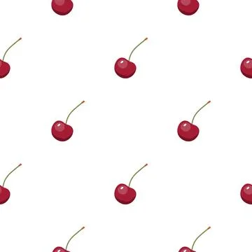 Cherry seamless pattern. Vegan organic eco fruit background. vector illustrat Stockillustratie