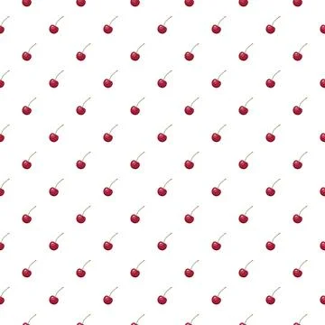 Cherry seamless pattern. Vegan organic eco fruit background. vector illustrat 스톡 일러스트