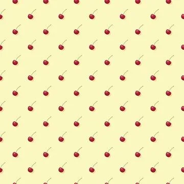 Cherry seamless pattern. Vegan organic eco fruit background. vector illustrat Stock Illustration