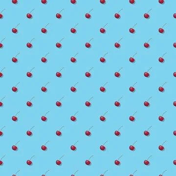 Cherry seamless pattern. Vegan organic eco fruit background. vector illustrat Stock Illustration