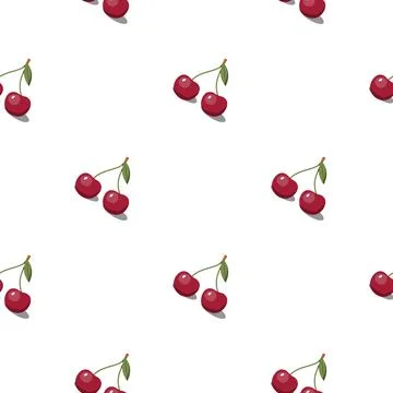 Cherry seamless pattern. Vegan organic eco fruit background. vector illustrat Stock Illustration