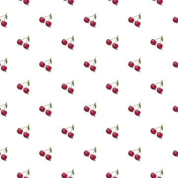 Cherry seamless pattern. Vegan organic eco fruit background. vector illustrat Stock Illustration
