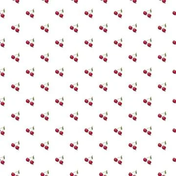 Cherry seamless pattern. Vegan organic eco fruit background. vector illustrat Stock Illustration