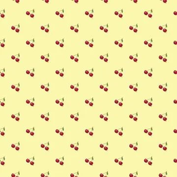 Cherry seamless pattern. Vegan organic eco fruit background. vector illustrat Stock Illustration