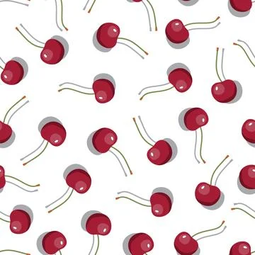Cherry seamless pattern. Vegan organic eco fruit background. vector illustrat Stock Illustration