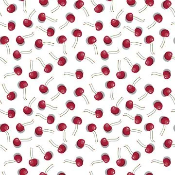Cherry seamless pattern. Vegan organic eco fruit background. vector illustrat Stock Illustration