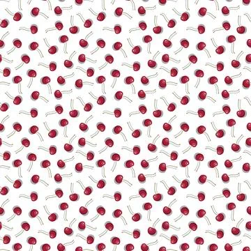Cherry seamless pattern. Vegan organic eco fruit background. vector illustrat Stock Illustration
