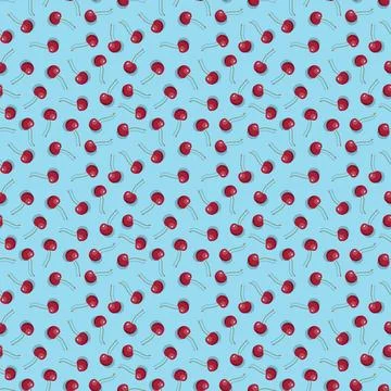 Cherry seamless pattern. Vegan organic eco fruit background. vector illustrat Stock Illustration