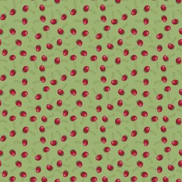 Cherry seamless pattern. Vegan organic eco fruit background. vector illustrat Stock Illustration