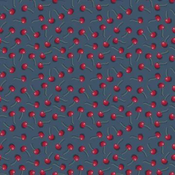 Cherry seamless pattern. Vegan organic eco fruit background. vector illustrat Stock Illustration