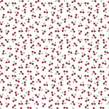 Cherry seamless pattern. Vegan organic eco fruit background. vector illustrat Stock Illustration