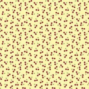 Cherry seamless pattern. Vegan organic eco fruit background. vector illustrat Stock Illustration