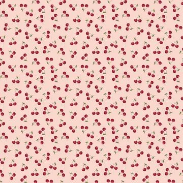 Cherry seamless pattern. Vegan organic eco fruit background. vector illustrat Stock Illustration