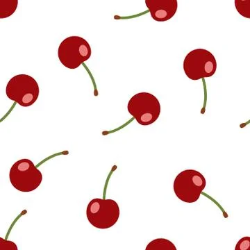 Cherry seamless pattern on white background Stock Illustration