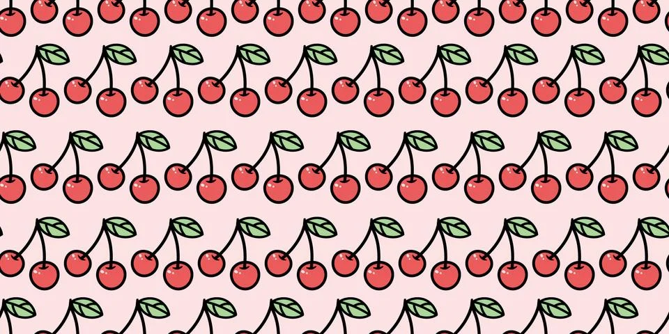 Cherry seamless repeat pattern background. Stock Illustration