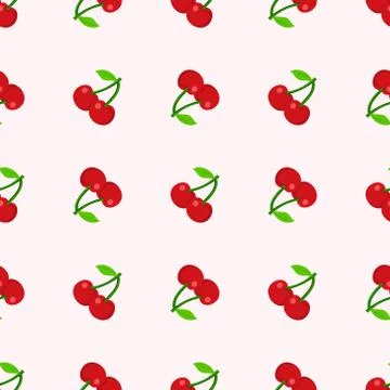 Cherry seamless template, illustration of cherry for textile pattern Stock Illustration