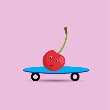 Cherry on skateboard Stock Illustration