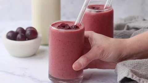 Cherry Smoothie - Cherry Goodness - Summertime Refreshment drink and juice Stock-Footage 287871645
