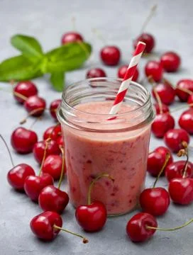 Cherry smoothie Stock Photos