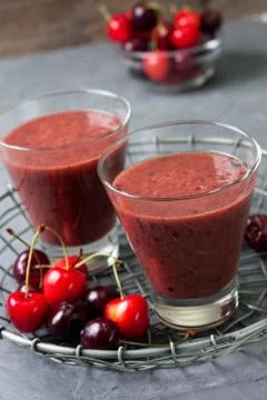 Cherry smoothies Stock Photos