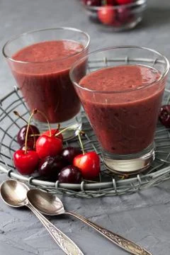 Cherry smoothies Stock Photos