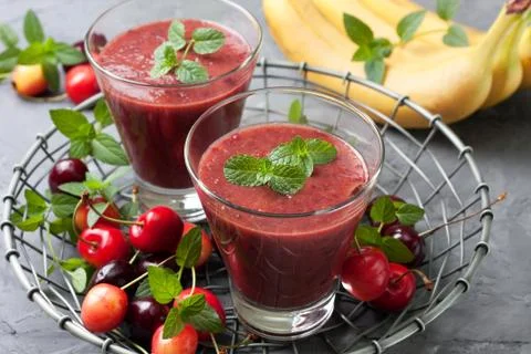 Cherry smoothies Stock Photos