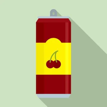 Cherry soda icon, flat style Stock Illustration
