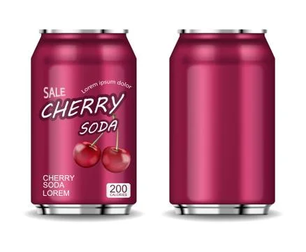 Cherry soda Vector realistic isolated on white 3d illustrations Stock Illustration