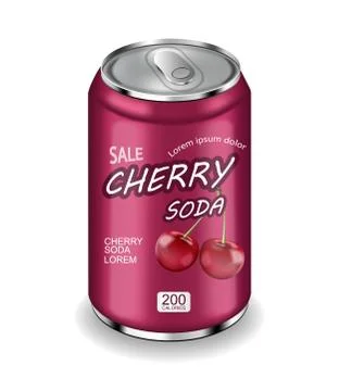 Cherry soda Vector realistic isolated on white 3d illustrations Stock Illustration