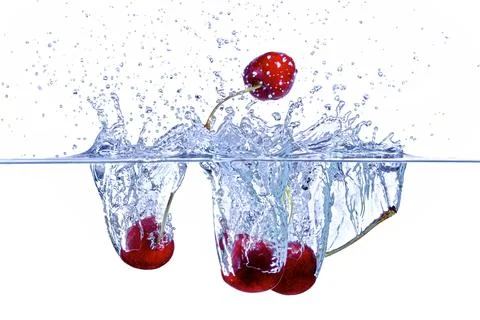 Cherry Splash in Motion Stock Photos