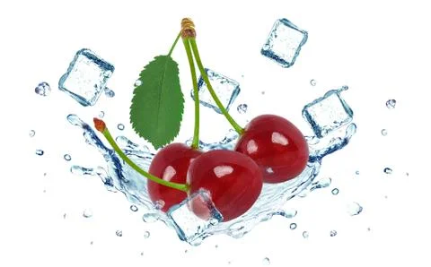 Cherry splash water Stock Photos
