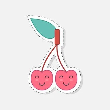 Cherry sticker 스톡 일러스트
