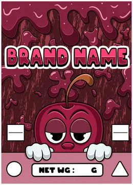 Cherry Strain Cartoon with Slime Background Stock Illustration
