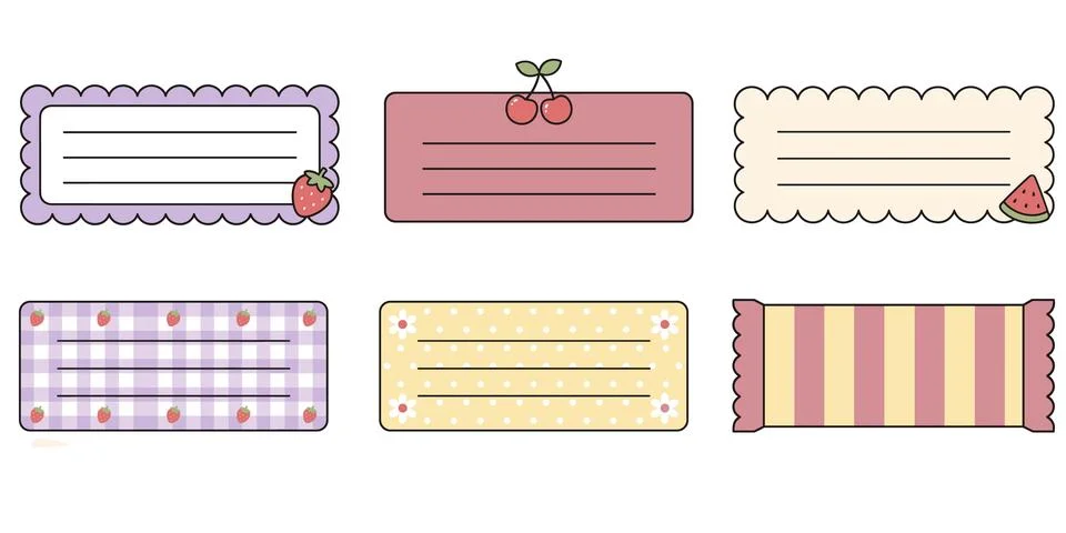 Cherry Strawberry Fruit Label Bundle Stock-Illustration