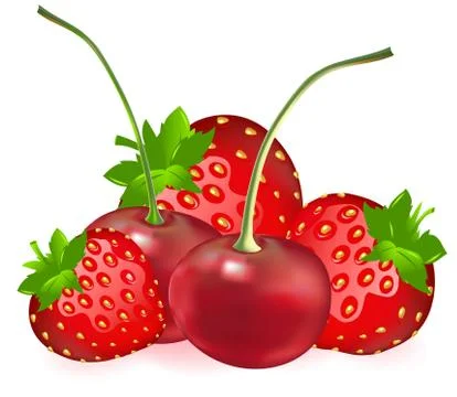 Cherry with strawberry Stock Illustration