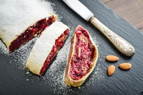 Cherry strudel with almond 写真素材