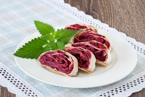 The cherry strudel Stock Photos