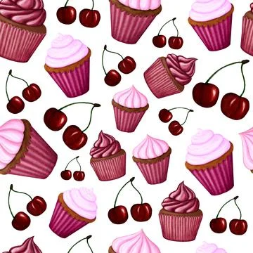 Cherry sweets pattern Stock Illustration