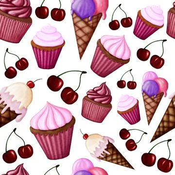 Cherry sweets pattern Stock Illustration