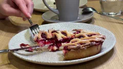 Cherry tart of homemade cherry pie. Stock Footage 323796136
