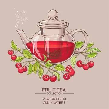 Cherry tea illustration Stock-Illustration
