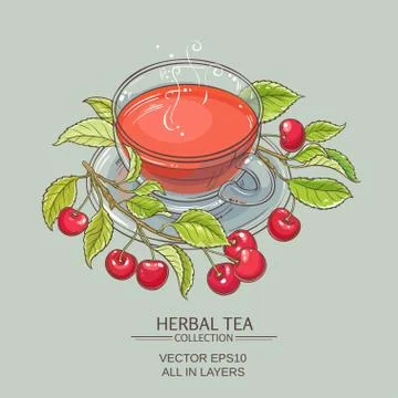 Cherry tea illustration Stock Illustration